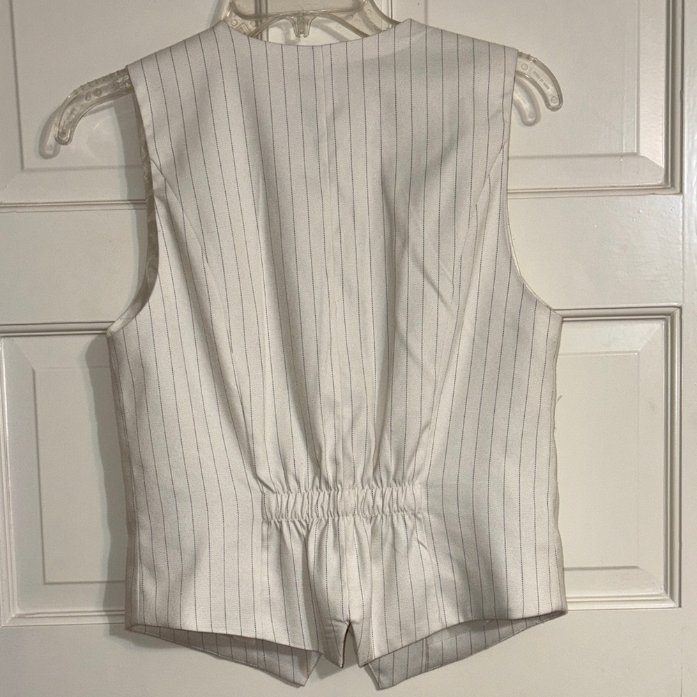 Steve Madden Off White Pinstripe Button Vest - Picture 2 of 6